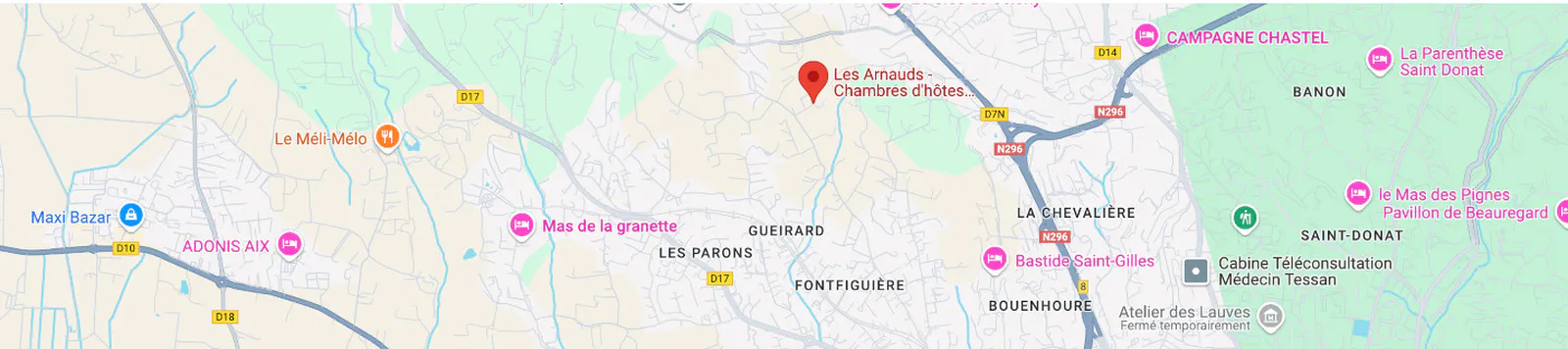 Carte de localisation Les Arnauds - Chambres d'hôtes - Aix-en-Provence