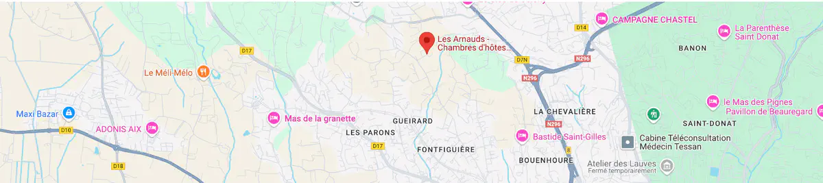 Carte de localisation Les Arnauds - Chambres d'hôtes - Aix-en-Provence